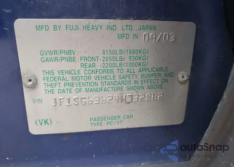 2004 Subaru Forester 2.5X z USA, uszkodzony, nr VIN JF1SG63624H732862